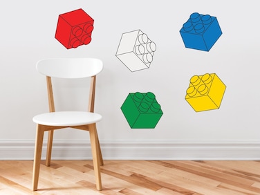 Sunny Decals Three Dimensional Building Blocks Fabric Wall  Set of 5 Blocks in 5 Colors  Removable Reusable Respositionable