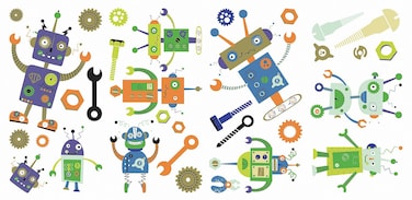 RoomMates Robots Peel and Stick Wall Decals