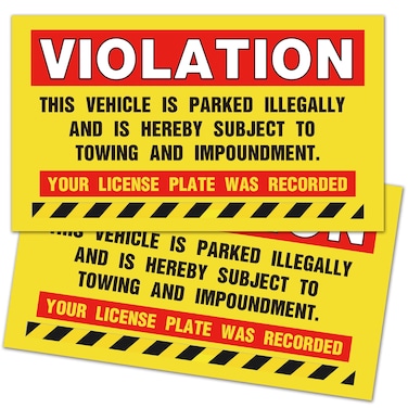 KORTTITALO Violation  Vehicle Illegally Parked Parking Violation Notice Vehicle is Illegally Parked Pack of 50 Parking Violation Stickers Hard to Remove Large Size 5 X 9