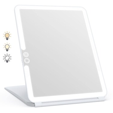 WEILY Makeup Vanity Mirror with 72 Led Lights LED Travel Makeup Mirror Rechargeable Dimmable Touch Screen Beauty Mirror 3 Color Lighting Light Up Mirror for Dressing Table Gift for Girls Women