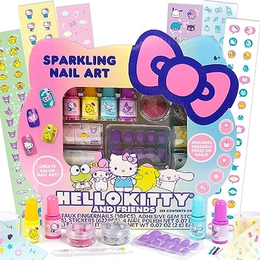 Horizon Group USA Hello Kitty and Friends Sparkling Nail Art Kit DIY Hello Kitty Nails Kids Nail Polish Set for Girls Kids Makeup Set  Toy for Girls Age 6 Hello Kitty and Friends Nail Stickers