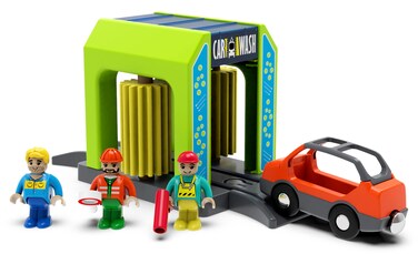Z MAYABBO Wooden Train Accessories Car Washer for Railroad Train Track Train Toys Accessory Compatible with All Major Brands of Train Set System Railway Tracks Station for Kids Ages 3 and Up