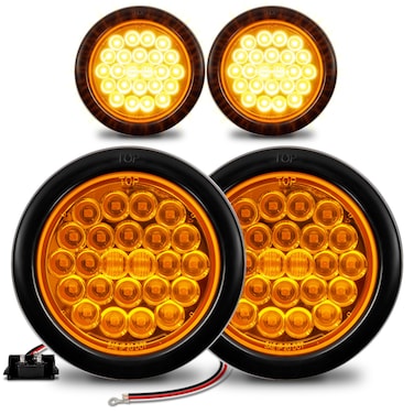 ONLINE LED STORE 4 Inch Round 24 Clear White Reverse Backup Trailer Tail Light for Trucks RV  DOT Certified Grommet  Plug Included 4 Pack PSZ TBL4024AMX4