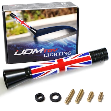 iJDMTOY 3Inch Red Union Jack UK Flag Theme Short Antenna Compatible with Mini Cooper All Models  More Other Cars