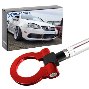 Xotic Tech JDM Sport Track Racing Style CNC Aluminum Screwon Tow Hook Front Rear Bumper Compatible with BMW 2 3 4 5 Series X1 X3 X4 X5 IX3 Z4 or Mini Cooper F55 F56 R60 R61 Red