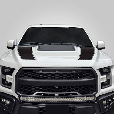 Factory Crafts Hood Racing Stripe Graphics kit 3M Vinyl Decal Wrap Compatible with Ford F150 Raptor 20172021  Matte Black
