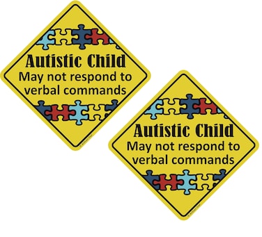 Autistic Child Emergency Magnet 6 x 6 inch Auto Bumper Car Magnet Yellow MG040