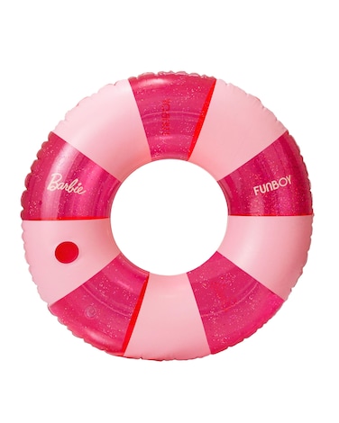 FUNBOY Barbie  Vintage Stripe Glitter Tube Ring Pool Float with Cup Holder