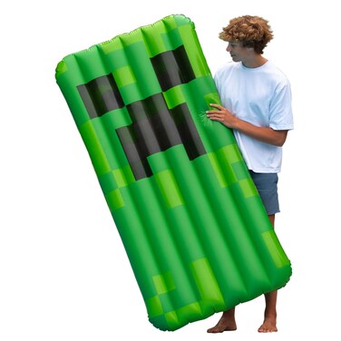 PLAYVIEW BRANDS Officially Licensed Minecraft Creeper Pool Float  Easy Inflation Oversized 72x36 Durable Vinyl