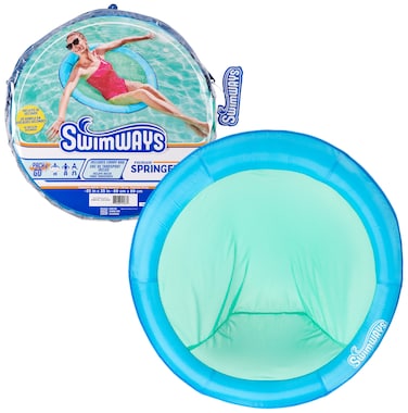 SwimWays Spring Float Premium Papasan Pool Lounger for Swimming Pool Inflatable Pool Floats Adult with Fast Inflation for Ages 15  Up Sky Blue