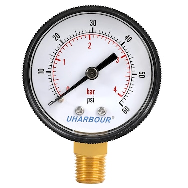 Uharbour Pool Pressure Gauge Pressure Gauge for Pool Filter and Pump 14NPT Lower Mount Swimming Pool Filter Pressure Gauge Range from 0 to 60 Psikpa