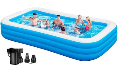 MILAOSHU Extra Large Inflatable Pool with Pump FullSized Blow Up Pool  130 x 72 x 22 Thickened Family Pools for Adult Swimming Pool for Backyard Summer Outdoor Family Lawn