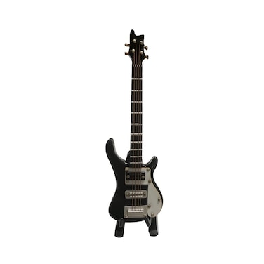 ALANO Wooden Mini 10cm Black Electric Guitar with Stand Bow and Case Mini Instrument Mini Musical Ornament with Black Box GE53B10S