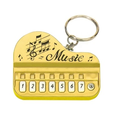 Gold Micro Piano Keychain Portable Keyboard Instrument Keychain Mini Electronic Keyboard Keychain with Lights Pianos and Keyboards Car Key ChainMusical Instrument Keychain Accessories Gift Gold