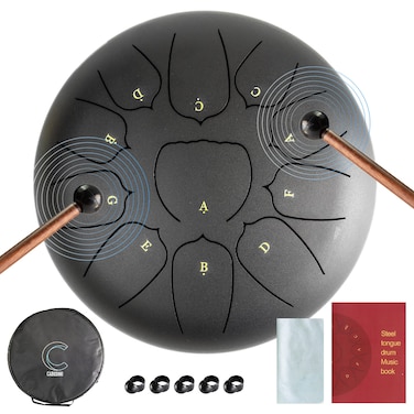 Cadushki Stainless Steel Tongue Drum Set Handpan Drum for Adults and Kids Hapi Pan Drum Instrument for Meditation Yoga Relaxation Healing and An Unique Gift Increase mindfulness Deep Sound