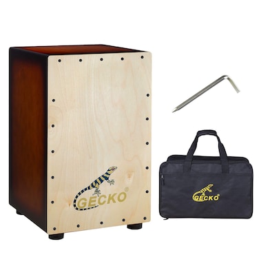 GECKO Cajon BOX DrumWooden Percussion Box with Internal Adjustable Guitar Strings2YEAR WARRANTY