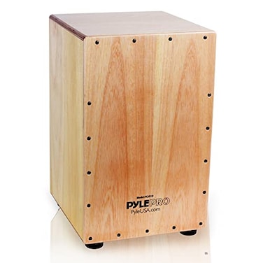 Pyle String Cajon  Wooden Percussion Box with Internal Guitar Strings Full Size