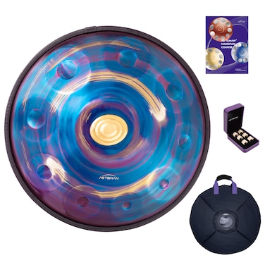 AS TEMAN HANDPAN ASTEMAN in D Minor 22 inches with 10 notes comes with a backpack courses finger sleeves stand cleaning cloth and two malletsBlue 432hz BLUE 432Hz