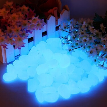 chic style 24Lbs 550Pcs Glow in The Dark Stones Garden Pebbles Rocks Indoor Outdoor Decor Luminous Stone for Walkways Driveway Yard Grass Fish Tank Halloween Decoration Large Bag