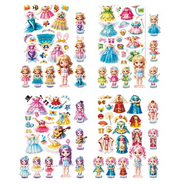 Lovyan Magnetic Dress up Dolls  Girls Fun Mix and Match Play Magnetic Paper Dolls with 4 Themed Magnetic Costume Stickers for Creating Imaginative Birthday Gifts