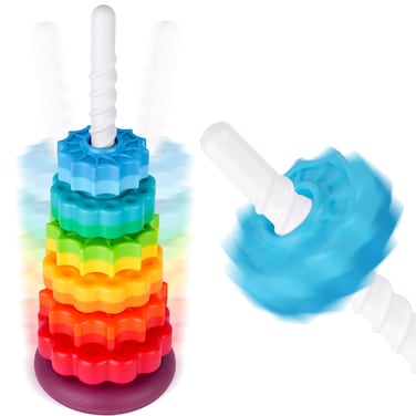 NiToy Spinning Stacking Toy for Kids Rainbow Tower DualColor Spinning Wheels Premium Strong BPAFree ABS Plastic Early Education Fun Learning and Engaging Brain Development Toys Large 6th Floor