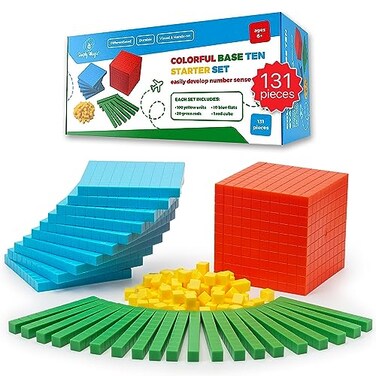 Simply Magic Kindergarten 1st 2nd 3rd Grade Manipulatives K3 Base 10 Blocks for Math for Kids 131 Pieces
