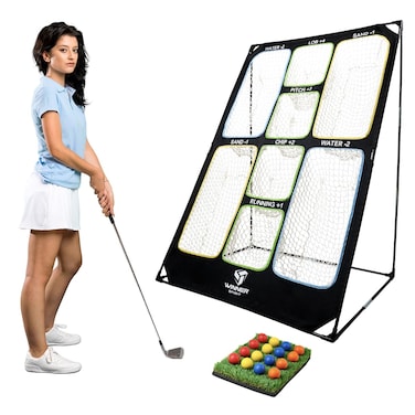 WINNER SPIRIT Play 707 Golf Chipping Game Net with Rough Mat 16 Foam Golf Balls Scorecard Carry Bag  Golf Chipping Trainer Training Aid Indoor Outdoor Outside Lawn Park Beach Yard Backyard Beach