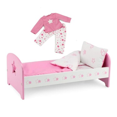 Emily Rose Pink and White 14inch Doll Bed Gift Set  Includes Bedding and Matching 14 Doll PJs Pajamas  Compatible with Glitter Girls Dolls