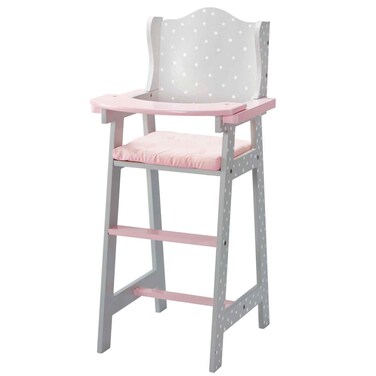Olivias Little World Little Princess Pink Polka Dot Wooden Baby Doll High Chair Doll Furniture Baby Doll Accessories UKTD0098AG