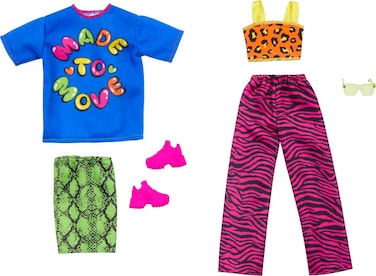 Barbie Clothes Fashion  Accessories Pack Fashion Dolls Set Includes 2 Complete Looks with Vibrant Outfits  Styling Pieces