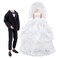 ETING Wedding Pack Beautiful Gown Bride Dress Clothes with Veil and Groom Formal Outfit Business Suit for Barbie Ken Dolls Gift