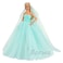 BARWA Light Blue Wedding Dress with Veil Evening Party Princess Light Blue Gown Dress for 115 inch Girl Doll