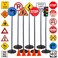 Attatoy Large Traffic Signs Playset 32pc Set 42in Tall Street Sign and Traffic Light Set for Play with RideOn Cars and Vehicles