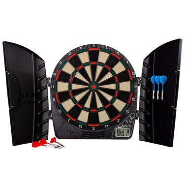 Franklin Sports Electronic Dart Board Sets  Soft Tip Electric Dartboard with Digital Scoreboard  6 Darts Included