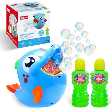 Kidzlane Bubble Maker Machine for Kids  Big Bubbles Speed Blower for Toddlers Outdoor Party Play  Makes 500 to 1000 per Minute Bubble Dolphin