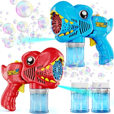 Dino Bubble Guns for Kids  2 Pack  Bubbles Gun Blaster Blower Maker Machine for Boys  Girls Cool Outdoor Dinosaur Toys for Toddlers  Birthday Gifts for Ages 3 4 5 6 7 8 Year Old Kid Toy