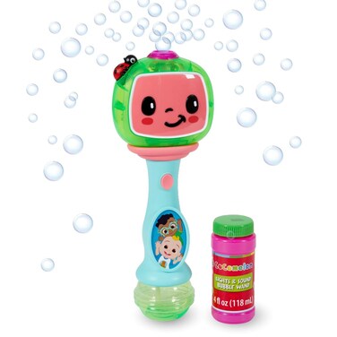 Little Kids Cocomelon Light and Sound Musical Bubble Wand includes Bubble Solution
