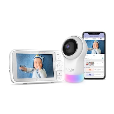 HUBBLE CONNECTED Nursery Pal Glow Smart Baby Monitor with 5 Parent Unit and Wi Fi Viewing via Free App  7 Color Night Light Sleep Trainer Remote Pan Tilt Zoom 2 Way Talk Infrared Night Vision