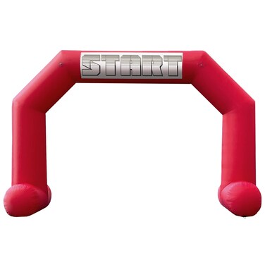 TKLoop 20ft Inflatable Arch Red with Start Finish Line Banners and Powerful Blower Hexagon Inflatable Archway for Race Outdoor Advertising Commerce