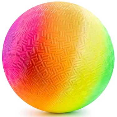 Bedwina Rainbow Playground Ball  85Inch Pack of 1 Rubber Bouncy Inflatable Balls for Kids and Adults Indoor and Outdoor Games Kickball Dodgeball Four Square Dodge Ball Handball