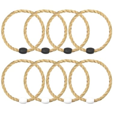 DONZWIYES 8 Pack Rope Ring Toss Game Replacement Parts for Adults and Kids Outdoor Toss Rings for Agility Practice and Speed Game and Yard Games and Lawn Games for Party Black and White