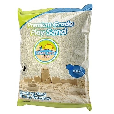 Classic Sand and Play Sand for Sandbox Table Therapy and Outdoor Use 5 lb Bag Natural NonToxic Wet Castle Building for Creativity and Stimulates Sensory Skills