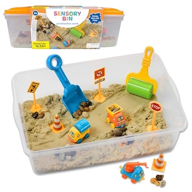 Creativity for Kids Sensory Bin Construction Zone Playset Sandbox Truck Toys for Kids 6279000