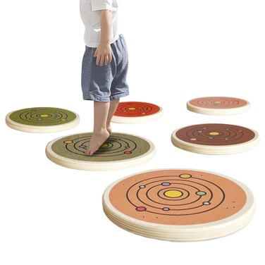 QMSM Fun Wooden Stepping Stones for Kids  Perfect toddler climbing toys indoorTo Improve Balance And Coordination Skills  Safe NonSlip Obstacle Course And Sensory Toy Set of 6 for Ages 13 34