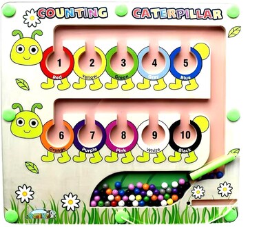 QUALIKID Hardwood Magnetic Color and Counting Caterpillar Maze Vibrant Engaging Design Perfect Backpack Size Sturdy STEM Learning Develops Cognitive Skills  Magnetic Color and Number Maze
