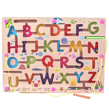 OToys Kids Maze Wooden Puzzle Activity Magnet Toys Beads Board Game Play Set for Boys Girls Learning Education Toy with Magnetic Wand for Toddlers Infants Preschool Children