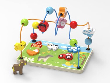 Original Toy Co Farm Animal Maze Puzzle with Wooden Beads  Colored Wire  425541