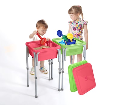 Special Supplies Sensory Activity Table for Kids and Toddlers with 2 Plastic Buckets Easy Build Frame and 7 Beach Toys for Interactive HandsOn Learning Water Sand and STEM Play