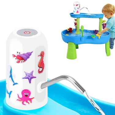 NoelWink Water Table Pump for Cordless Step2 Compatible Water Pump Single Motor Design with 30 Ocean Animal Stickers Battery Powered for Safe Water Play