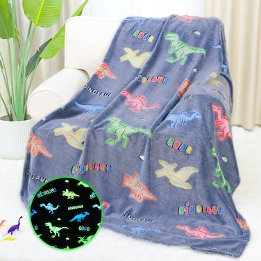 AISDE Dinosaur Gifts Toys for Boys Kids Glow in The Dark Dinosaur Blanket for Toddler 1 2 3 4 5 6 7 8 9 10 Year Old Dino Blanket for Dinosaur Room Decor Birthday Christmas Valentines Presents